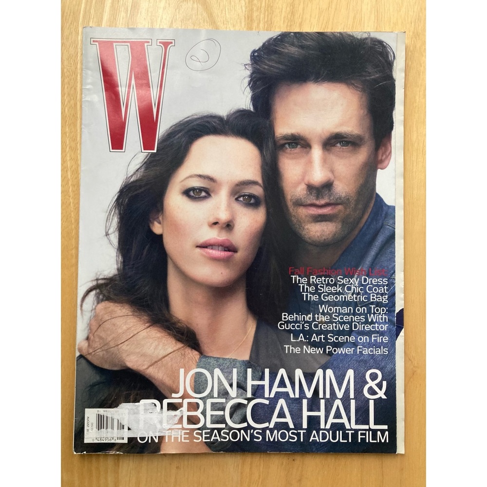 W Magazine John Hamm & Rebecca Hall August 2010 (writing on cover)